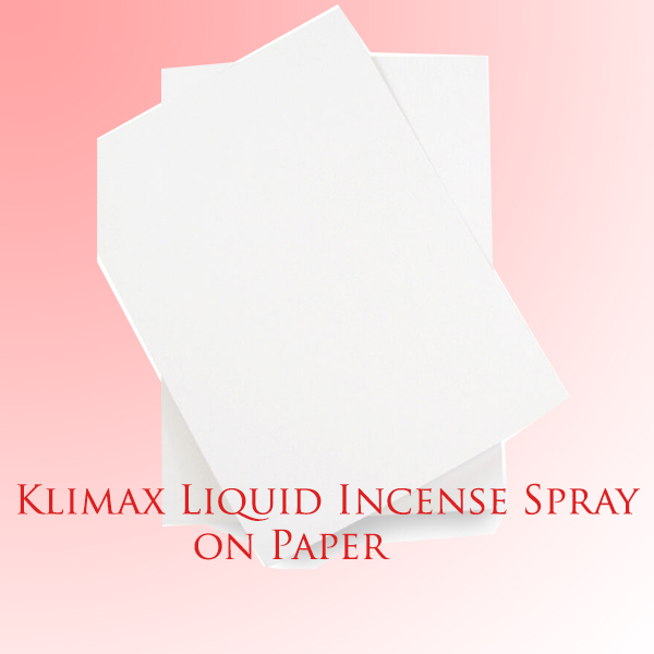 Klimax Liquid Incense Spray on Paper